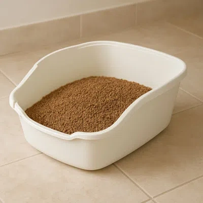 Richell Paw Trax Cat Litter Pan Salmon In White