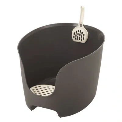 Richell Paw Trax High Wall Cat Litter Box In Brown
