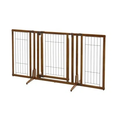 Richell Premium Plus Freestanding Pet Gate With Door In Medium Wood