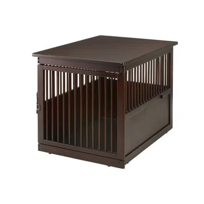 Richell Wooden End Table Pet Crate In Dark Brown