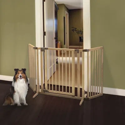Richell Wooden Premium Plus Freestanding Gate In Natural Wood;wood