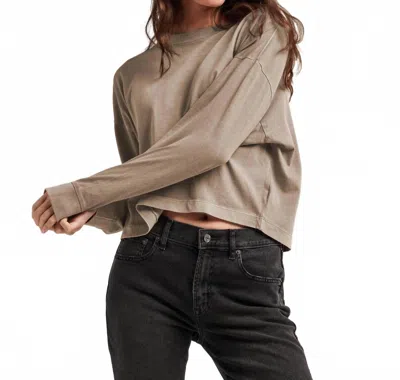 Richer Poorer Relaxed Cropped Long Sleeve Tee In Warm Grey In Gray