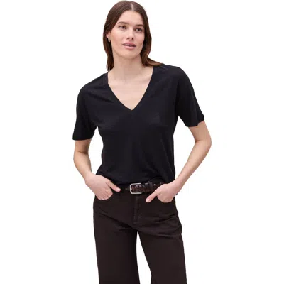 Richer Poorer The Linen Jersey V Neck Tee In Black