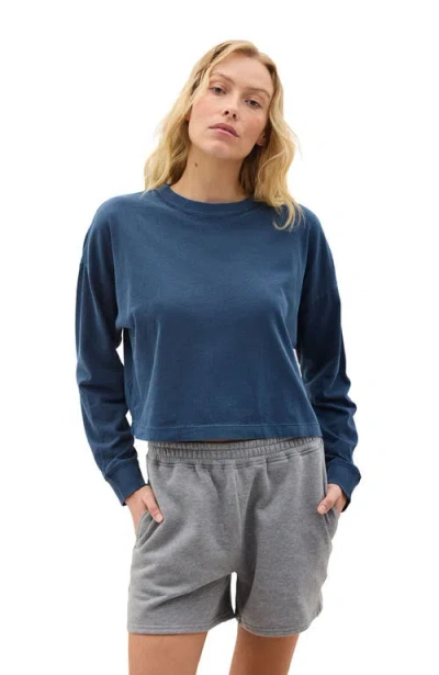 Richer Poorer The Relaxed Crop Long Sleeve Tee In Blue