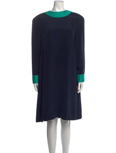 Pre-owned Richilene Crew Neck Knee-length Dress In Blue