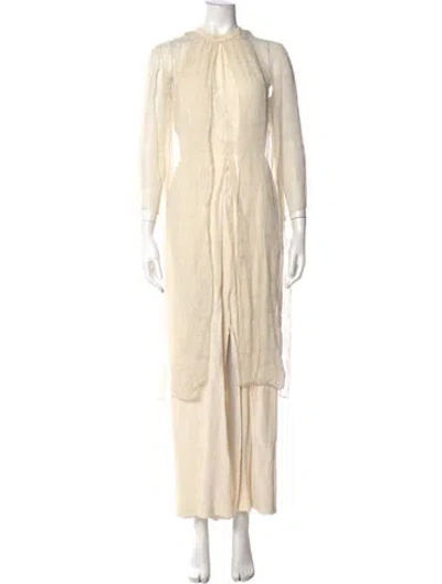 Pre-owned Richilene Crew Neck Long Dress In Neutral