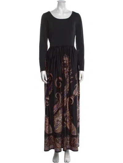 Pre-owned Richilene Paisley Print Long Dress In Black