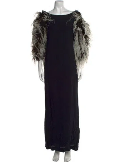 Pre-owned Richilene Printed Long Dress In Black