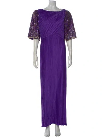 Pre-owned Richilene Striped Long Dress In Purple