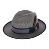 Richman Brothers Men's Polybraid Fedora Hat With Grossgrain Ribbon And Feather In Grey