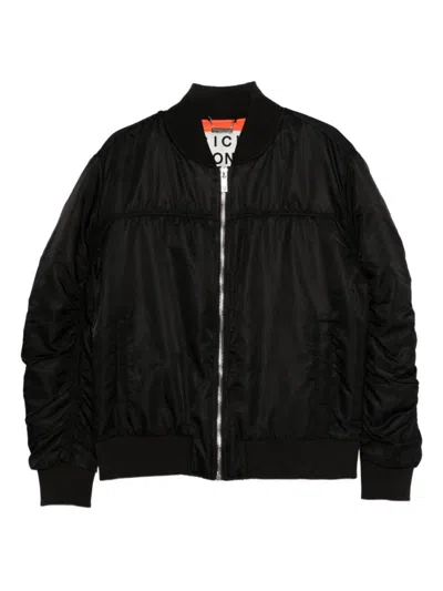 Richmond Black Bomber Jacket With Structured Fit