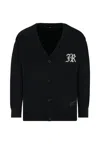 Richmond Black Cardigan For Boy With Ivory Logo In Black