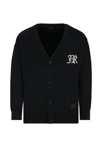 Richmond Kids' Black Cardigan For Boy With Ivory Logo