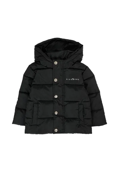 Richmond Black Down Jacket For Babykids With Logo