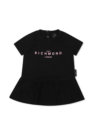 Richmond Black Dress For Baby Girl Wih Logo