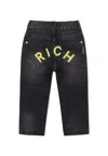Richmond Black Jeans For Baby Boy With Logo In Black