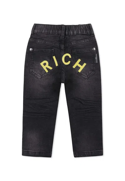 Richmond Black Jeans For Baby Boy With Logo