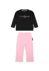 Richmond Black Suit For Baby Girl With Logo In Black
