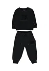 Richmond Black Suit For Babykids With Logo In Black