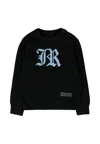 Richmond Black Sweater For Baby Boy With Light Blue Logo In Black