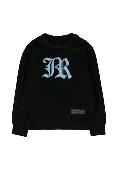 Richmond Black Sweater For Baby Boy With Light Blue Logo
