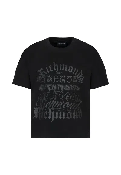 Richmond Kids' Black T-shirt For Boy With Grey Logo