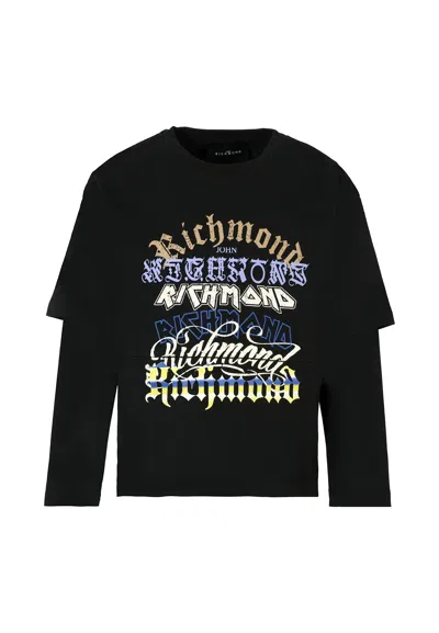 Richmond Kids' Black T-shirt For Boy With Logo