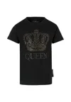 Richmond Black T-shirt For Girl With Crown In Black