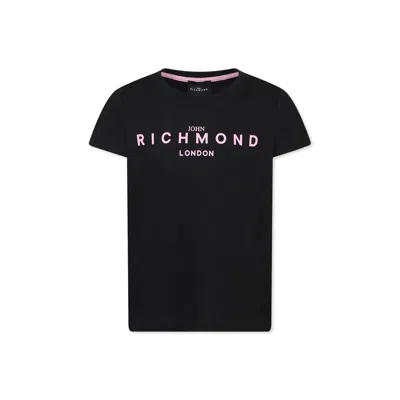 Richmond Kids' Black T-shirt For Girl With Logo