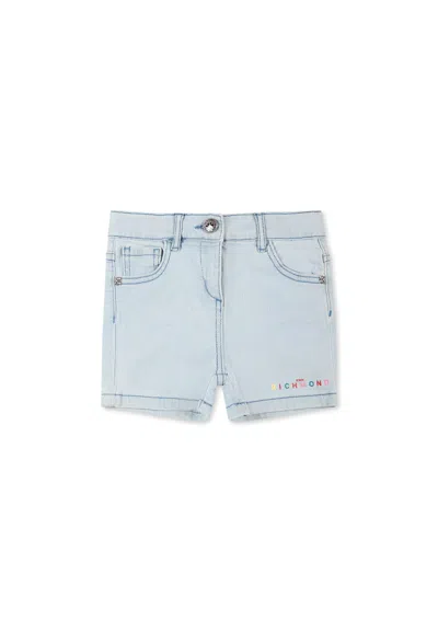 Richmond Denim Shorts For Baby Girl With Logo In Blue
