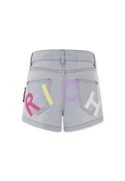 Richmond Kids' Denim Shorts For Girl With Logo In Blue
