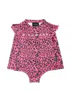 Richmond Fuchsia Bodysuit For Baby Girl With Animal Print In Multi