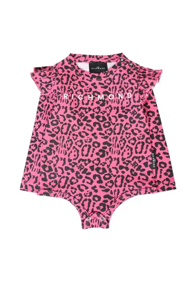 Richmond Fuchsia Bodysuit For Baby Girl With Animal Print In Multi