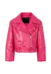 Richmond Fuchsia Jacket For Girl With Studs In Pink