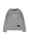 Richmond Grey Sweater For Baby Boy With Light Blue Logo In Gray