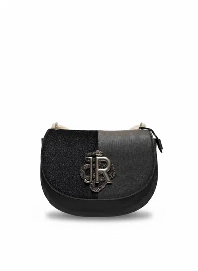 Richmond Half-and-half Design Shoulder Bag With Metallic Emblem In Black