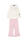 Richmond Ivory Suit For Baby Girl With Logo In White