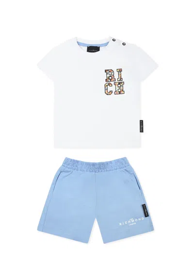 Richmond Light Blue Suit For Baby Boy With Logo