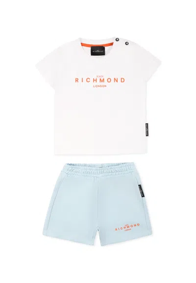 Richmond Light Blue Suit For Baby Boy With Logo
