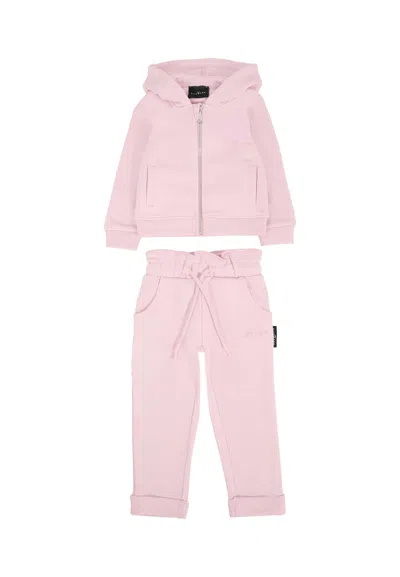 Richmond Lilac Suit For Baby Girl With Logo In Pink