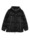 Richmond Puffy Black Jacket With Hood And Zip-up Front In Black