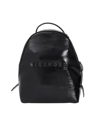 Richmond Structured Black Shoulder Bag With Glossy Finish