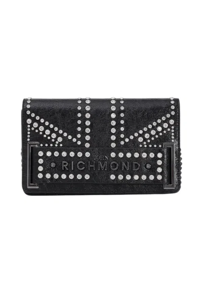 Richmond Studded Black Polyurethane Shoulder Bag