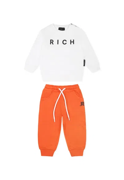 Richmond White Suit For Baby Boy With Logo