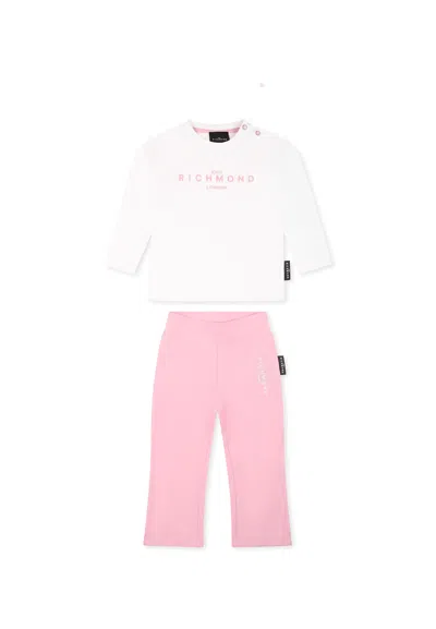 Richmond White Suit For Baby Girl With Logo