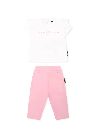Richmond White Suit For Baby Girl With Logo