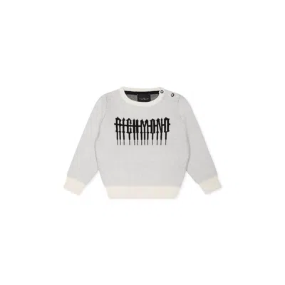 Richmond White Sweater For Baby Boy With Logo