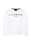 Richmond White Sweatshirt For Kids With Logo In White