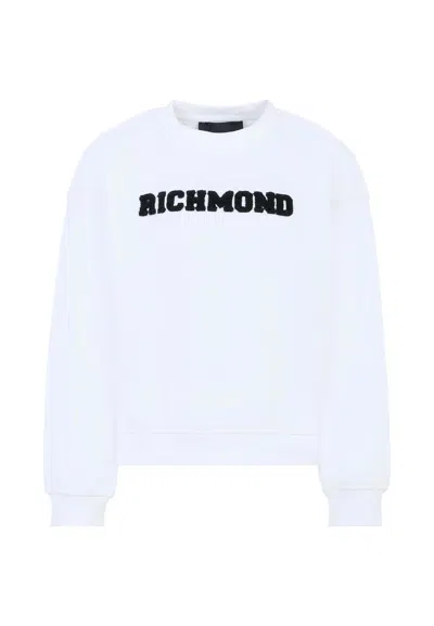 Richmond White Sweatshirt For Kids With Logo