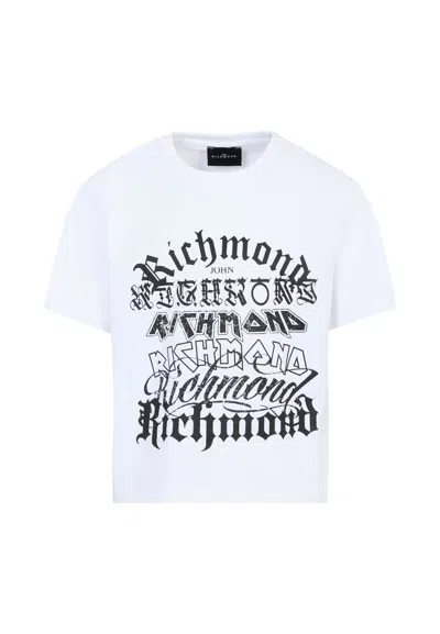 Richmond Kids' White T-shirt For Boy With Black Logo